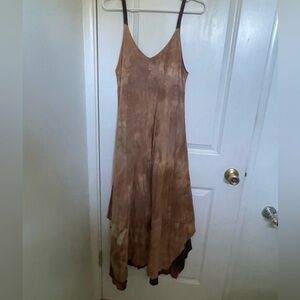 Sinew Moon dress. Reversible: brown and burgundy/purple. Fits like S/M. Hemp.